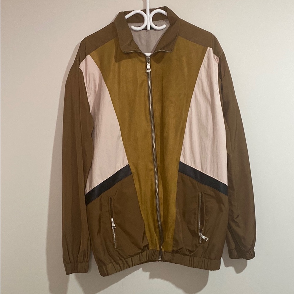 Zara Brown and Tan Windbreaker Jacket
